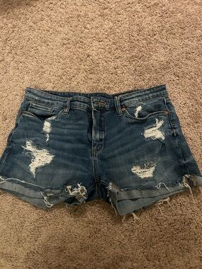 Blank NYC Distressed Medium Blue Denim Cutoff Shorts